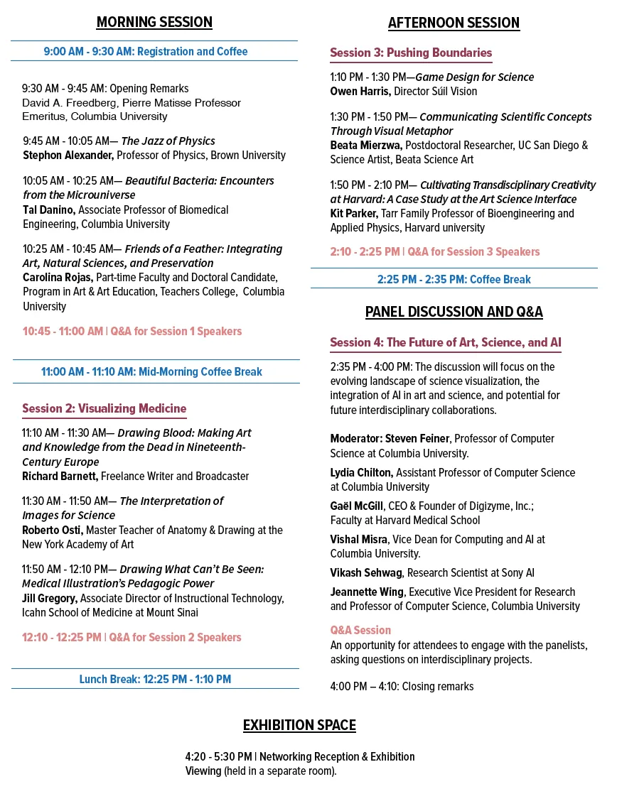Agenda for Visualizing Science Symposium: The Impact of Art on Scientific Discovery