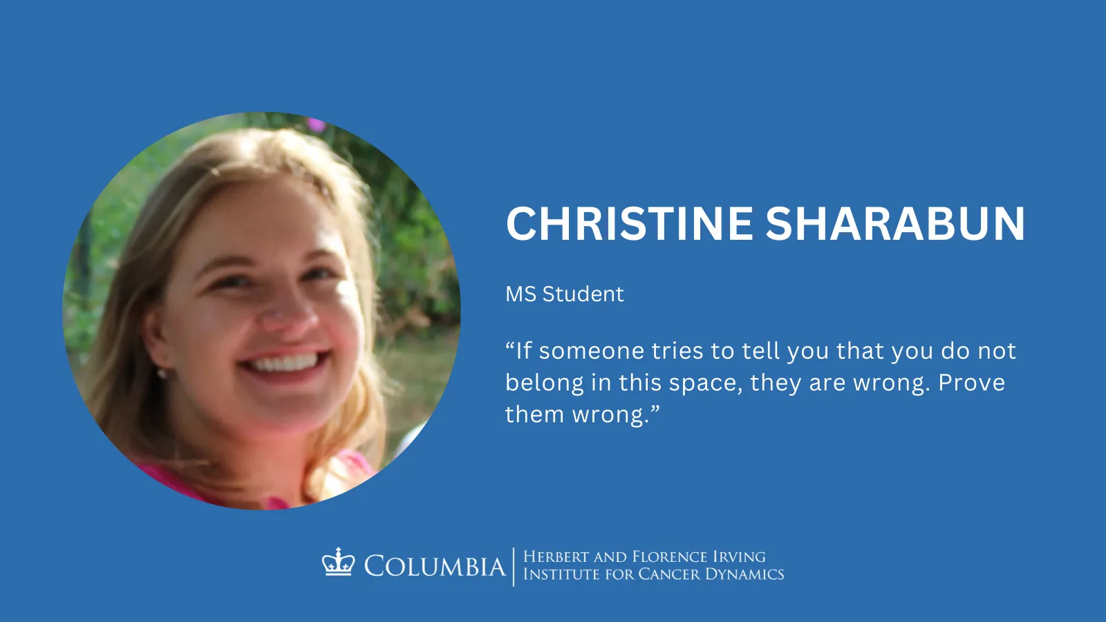 Christine Sharabun, headshot and quote