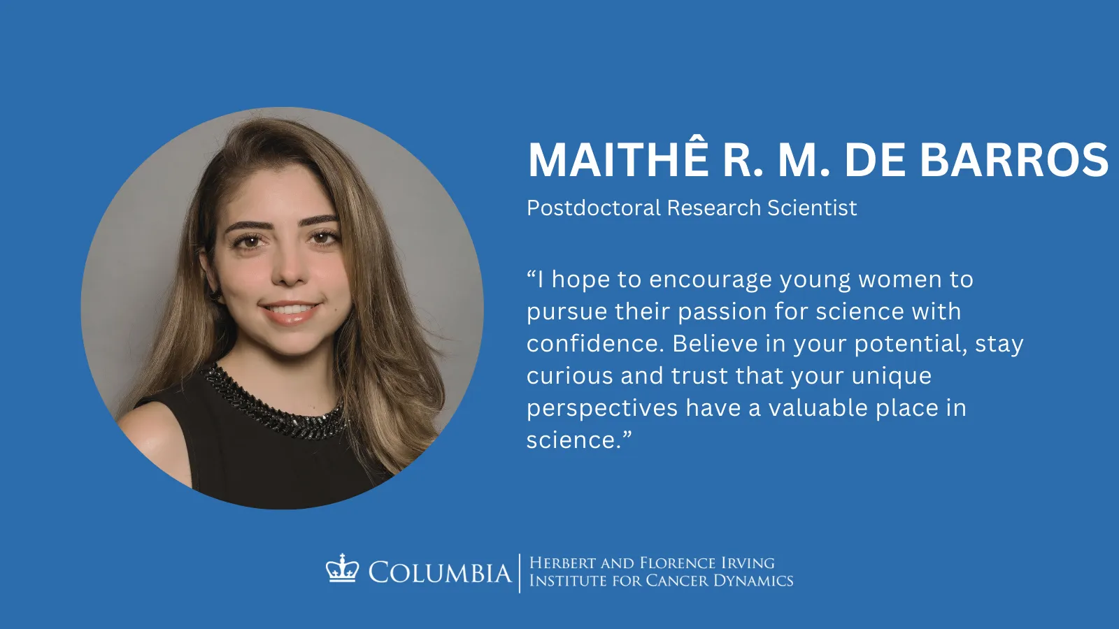 Maithê Rocha Monteiro de Barros, DVM, PhD headshot and quote