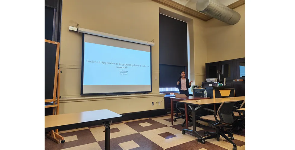 Taruna Vani Neelakantan presenting at the IICD Seminar in May 2023.