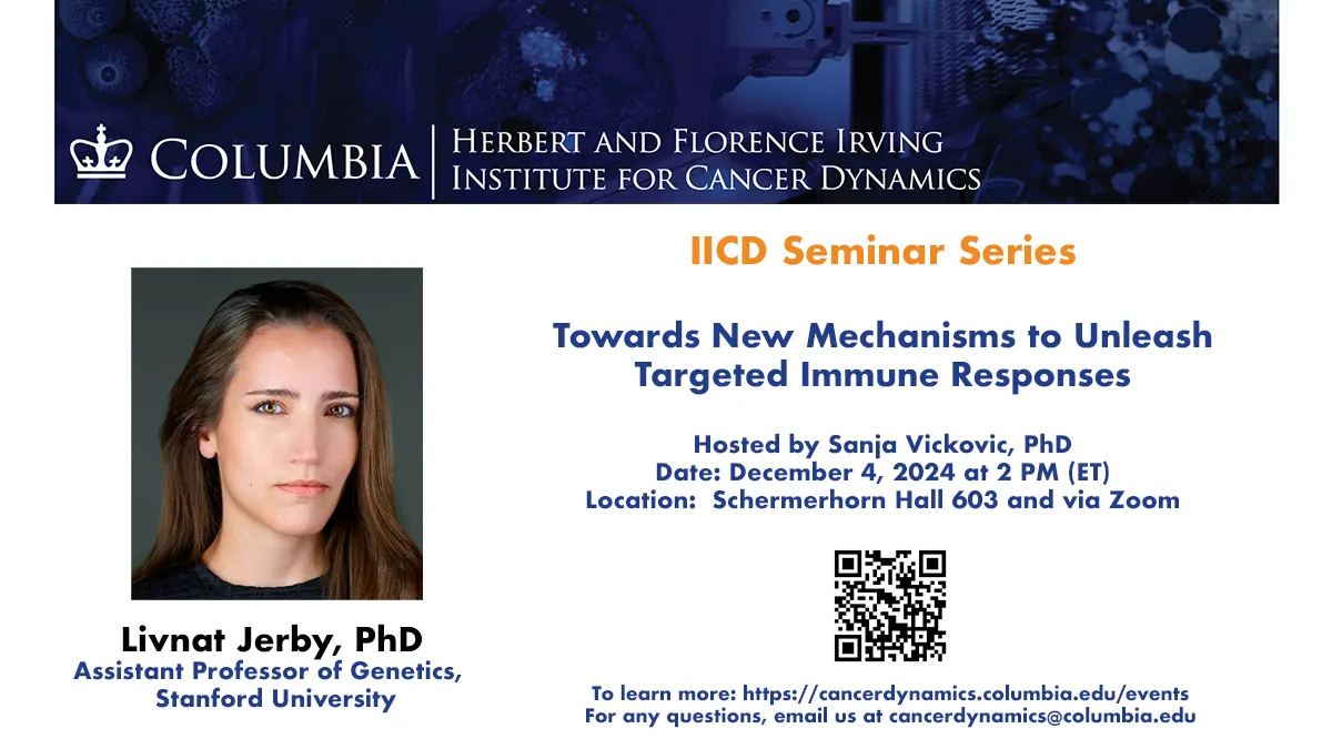 Flyer for IICD Seminar Series: Livnat Jerby, Stanford University