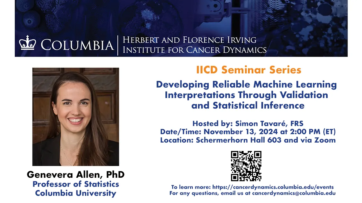 Flyer for IICD Seminar Series: Genevera Allen, Columbia University