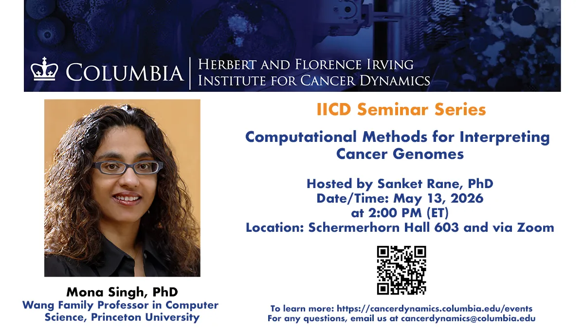 Flyer for IICD Seminar Series: Mona Singh, Princeton University