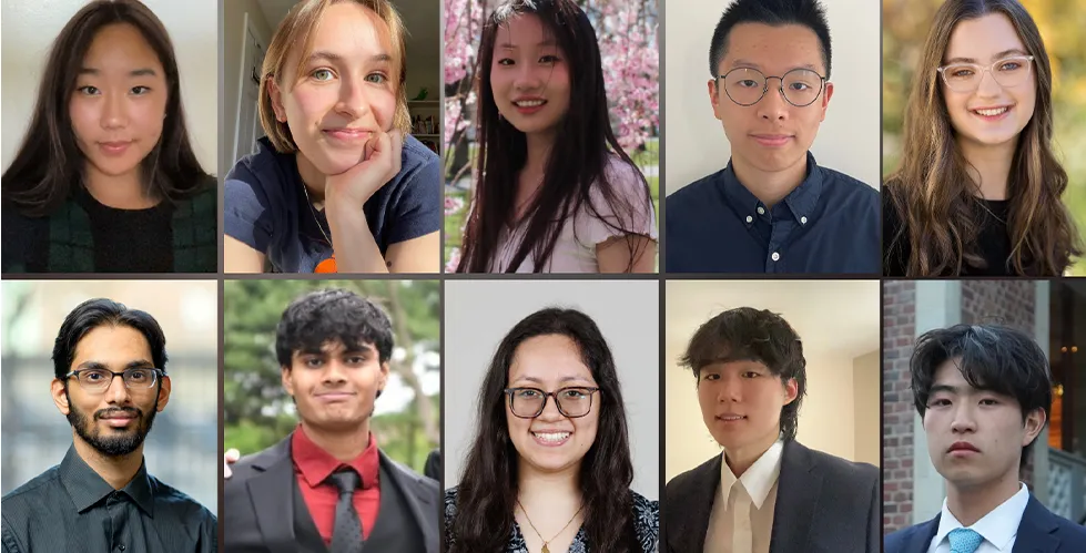 From left to right and top to bottom: Amie Choe, Sophia Gardiner, Chenjishi Lin, Jun Lin, Hadassah Mayerfeld, Abdullah Naqvi, Yash Patel, Vanessa Rivas, Elliott Seo, Kyle Tsai