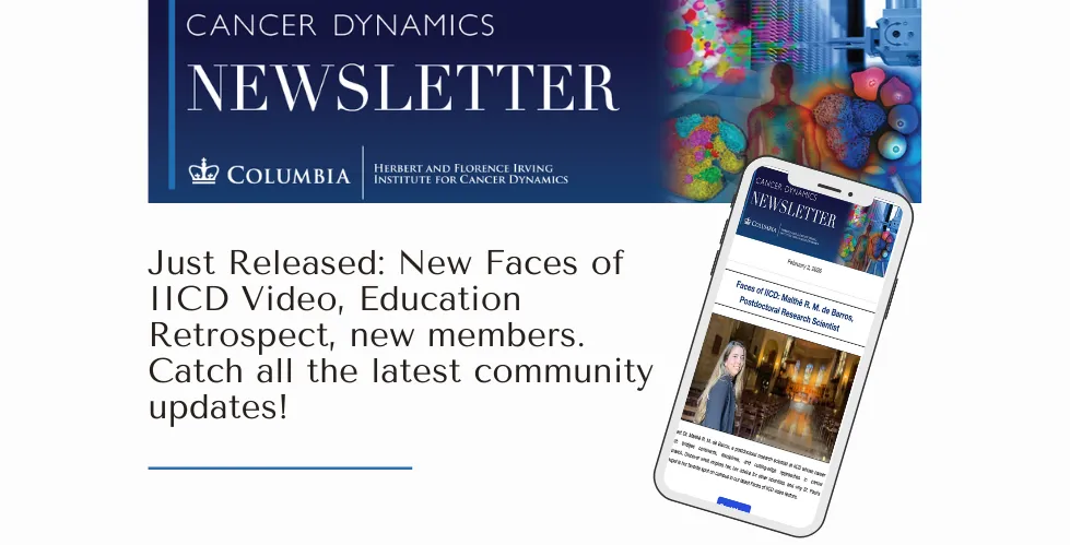 Banner for cancer dynamics February newsletter also showing the mobile version.