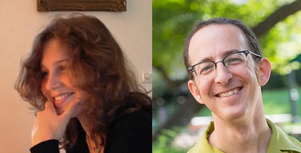 Headshots of Anne van Delft and Andrew Blumberg