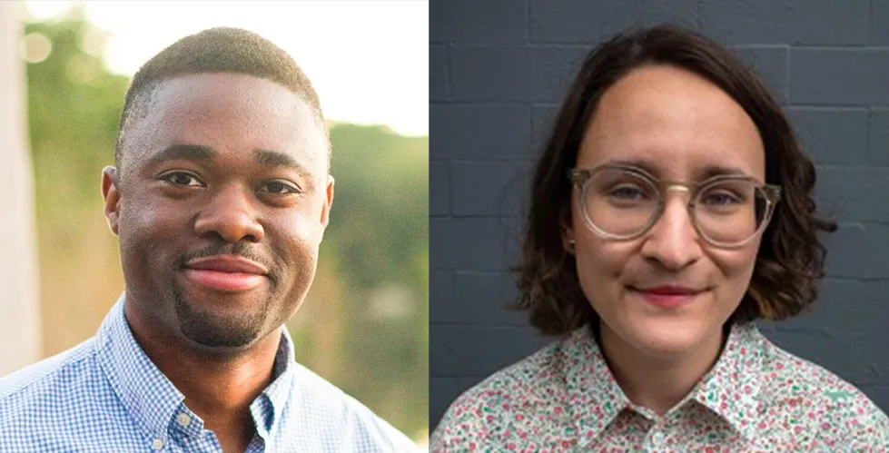 Headshots of Yvon Woappi (left) and Bianca Dumitrascu (right)