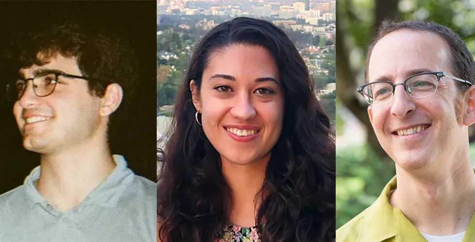 Headshots of Tristan Saidi (left), Abigail Hickok (center), and Andrew Blumberg (right)
