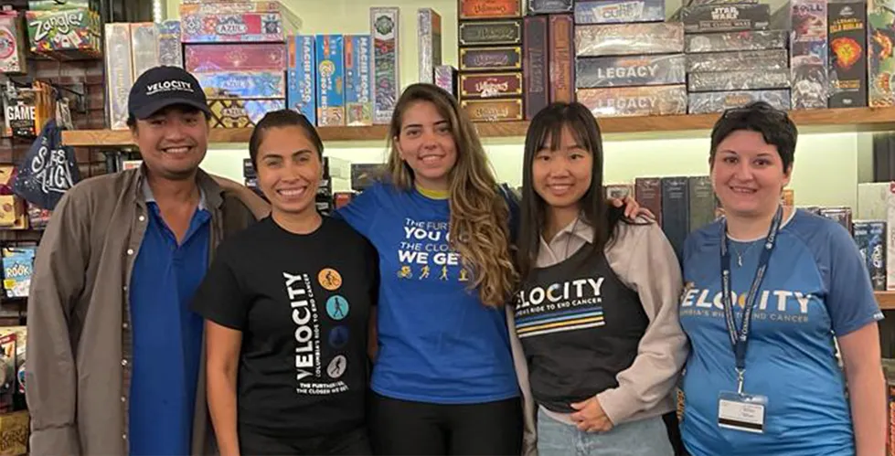 IICD Velocity Team 2023. From left to right: Khanh Dinh, Stephanie Velasquez, Maithê Rocha Monteiro de Barros, Lingting Shi, Lorenza Favrot.