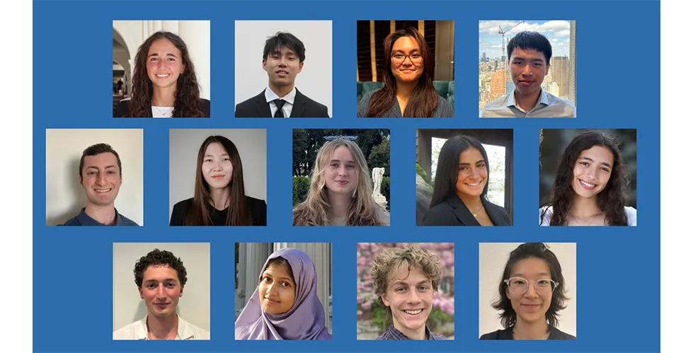 collage of headshots of the summer research program 2026 interns (top row, from left: Ally O’Shea, Brandon Kim, Danielle Justo, Derrick Ma; middle row, from left: Elliot Canter, Gilyana Dorzhieva, Isabelle Gelzhiser, Jeharana Akhund, Nicole Karnoub; bottom row, from left: Sammy Faham, Samyah Ahmed, Stephen DeBenedittis, Vicky Jung)