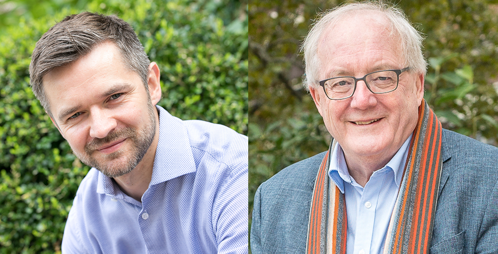 Headshots of Karol Nowicki-Osuch (left) and Simon Tavare (right)