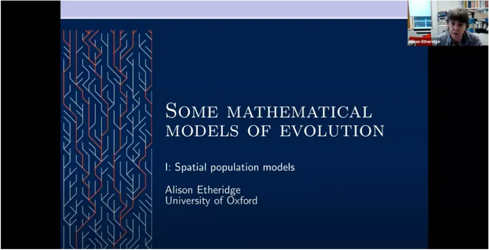 Alison Etheridge presenting her virtual lecture