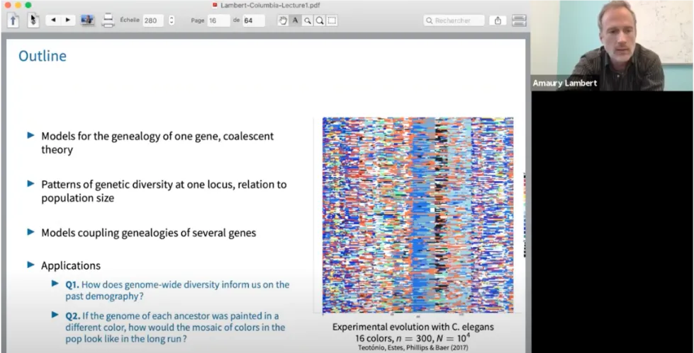 Amaury Lambert presenting his virtual lecture