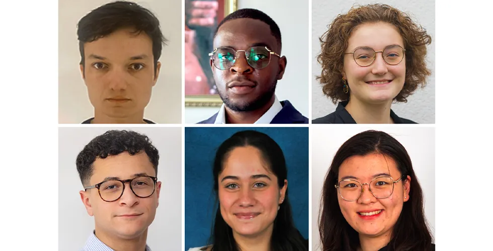 Collage of headshots of the 2026 Alliance Interns. Clockwise from top left, Louis Darrigol, Sylvain Dehayem, Jeanne Leclerc,  Beline Yuan, Ness Tchenio, Merwan Oussal