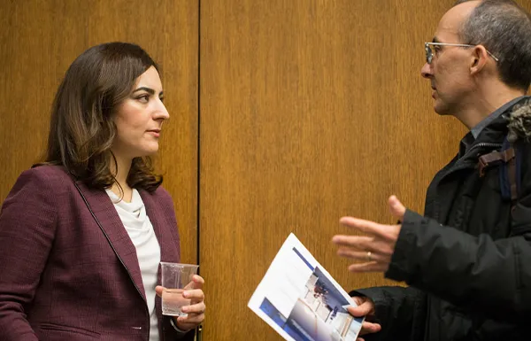 Elham Azizi and Brent Stockwell have a discussion
