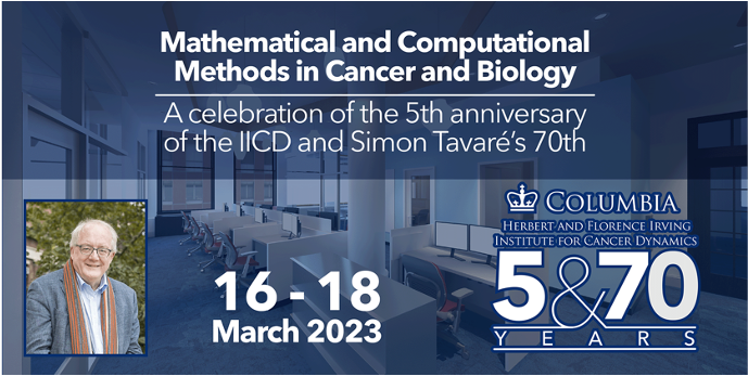 Flyer for the Mathematical and Computational Methods in Cancer and Biology Symposium (March 16-18, 2023)