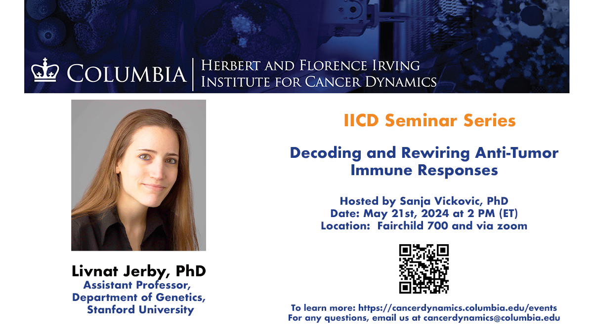 flyer for IICD Seminar Series: Livnat Jerby, Stanford University