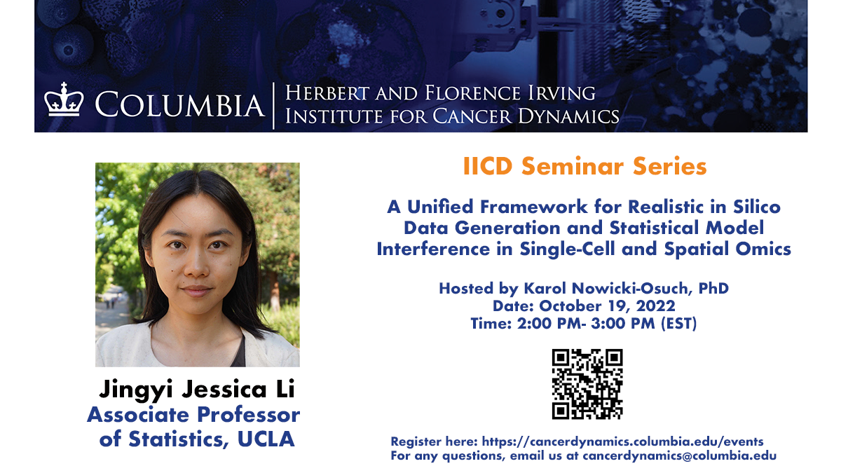 Announcement flyer for Jingyi Jessica Li's seminar