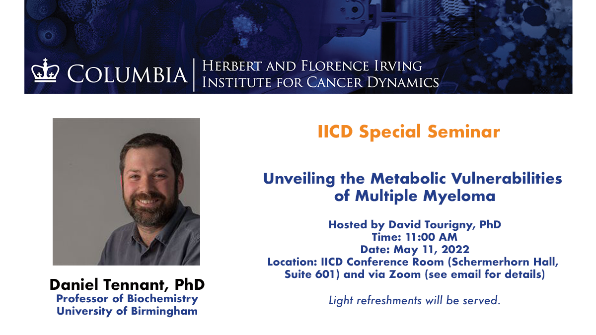 Special IICD Seminar: Drs. Daniel Tennant & Elias Vera-Siguenza, University of Birmingham Flyer for Drs. Daniel Tennant & Elias Vera-Siguenza seminar