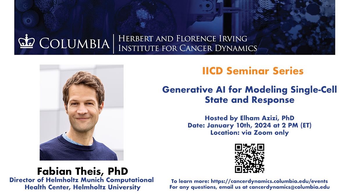 flyer for IICD Seminar Series: Fabian Theis, Helmholtz Munich